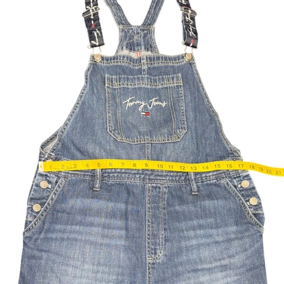 Tommy Jeans Denim Overalls Juniors Size 14 Adjustable Logo Straps Blue - Picture 9 of 12